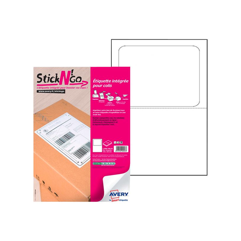 5014702029578-Avery - Stickn'go 100 Étiquettes intégrées blanches - 120 x 164 mm - Compatible Colissim-P_79421792_1-0