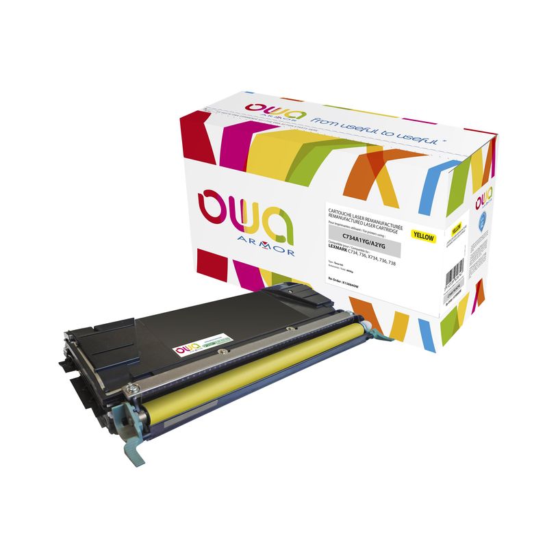 3112539626747-Cartouche laser compatible Lexmark C734A1YG - jaune - Owa K15884OW-P_79423688_1-0