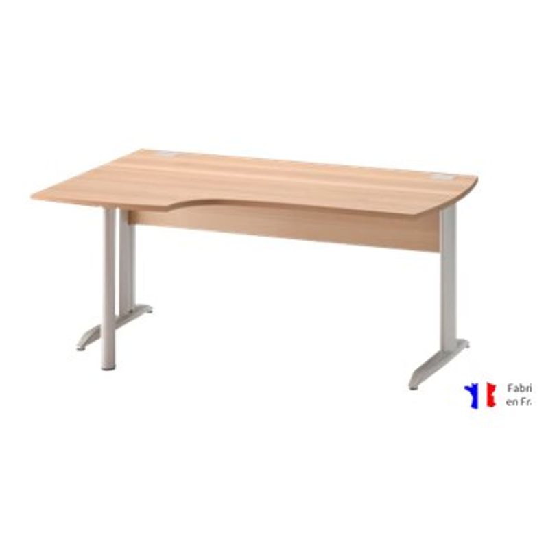 3483600784674-Bureau compact à gauche JAZZ+ - 160 cm - Pieds métal - Hêtre-P_79426265_1-0