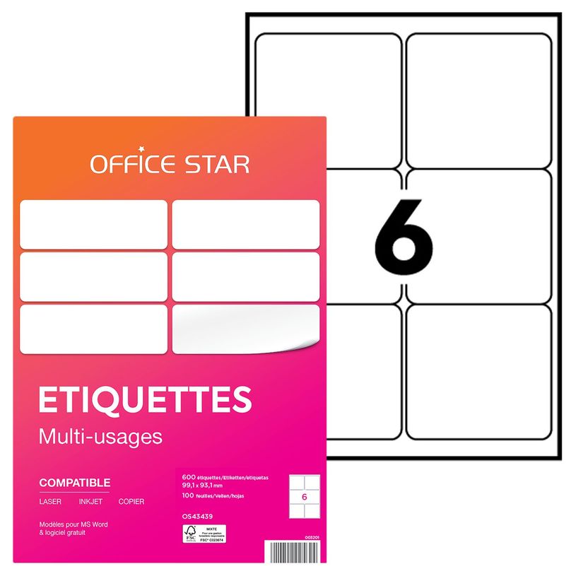 5014702025624-Office Star - 600 Étiquettes multi-usages blanches - 99,1 x 93,1 mm - réf OS43439-P_79427623_2-0