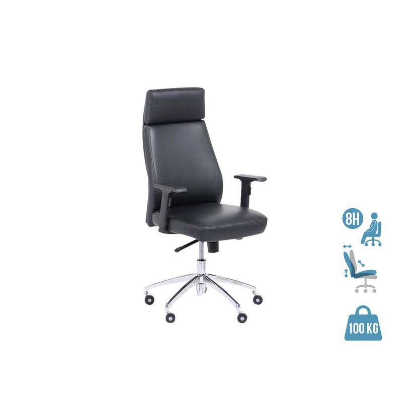 3760185029056-Fauteuil de bureau PHILADELPHIE - accoudoirs réglables - appui-tête intégré - noir-P_79428546_1-0