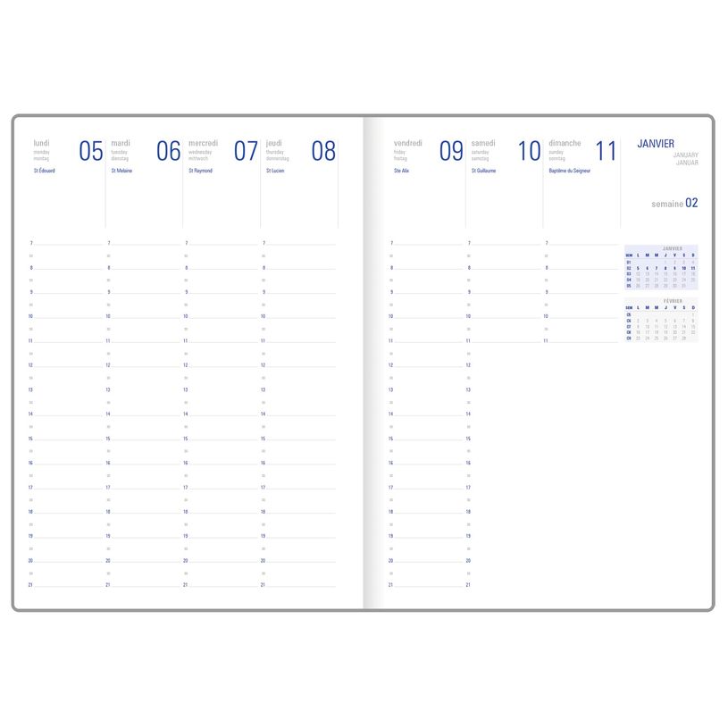 3664447035062-Agenda Kiev - 1 semaine sur 2 pages - 22 x 30,7 cm - disponible dans différentes couleurs -P_79429151_7-5