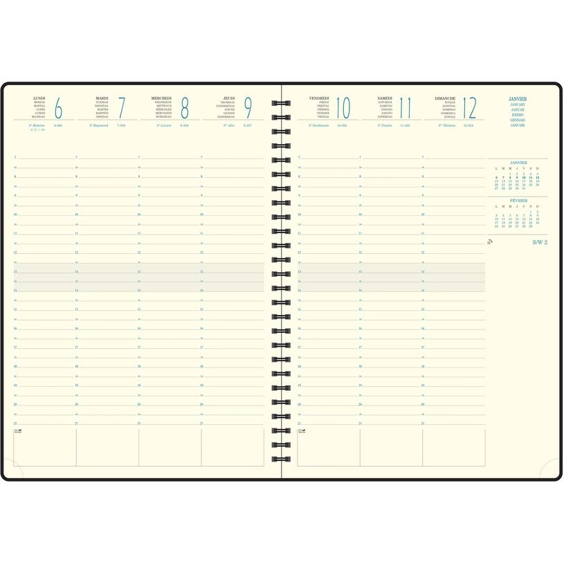 3660942060967-Agenda spiralé Swan Eurotime 29W - 1 semaine sur 2 pages - 21 x 29,7 cm - disponible dans différentes cou--3