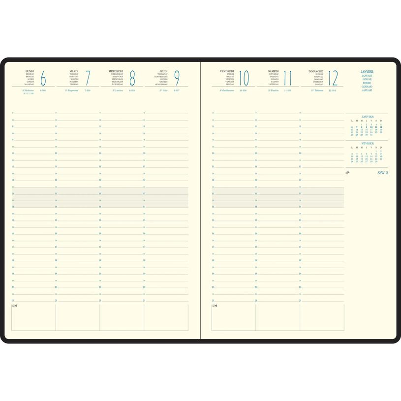 3660942061018-Agenda Volga Eurotime 29 - 1 semaine sur 2 pages - 21 x 29,7 cm - disponible dans différentes couleurs--4