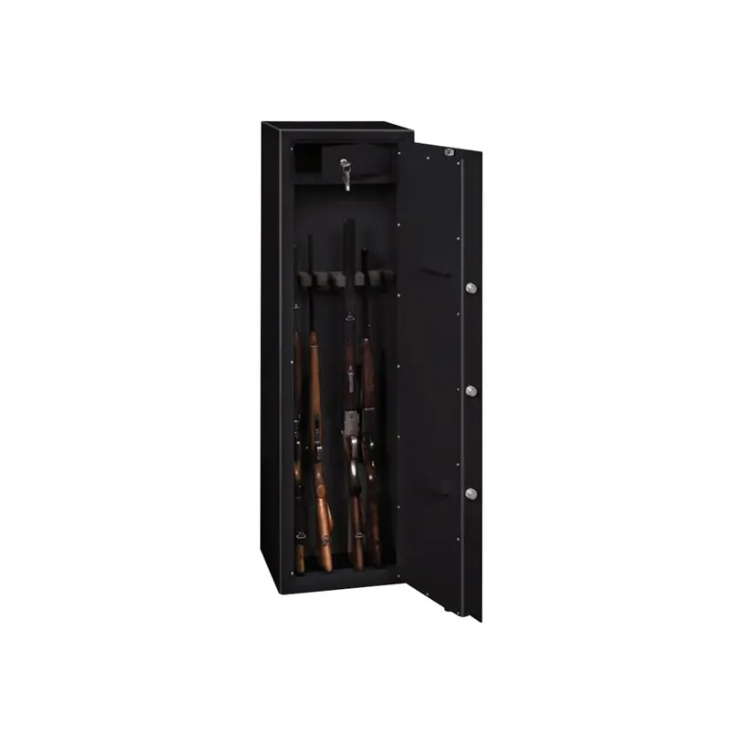 3700092258910-Reskal - Armoire de sécurité 55 kg pour 5 fusils - à clé - acier noir-P_79429708_1-0