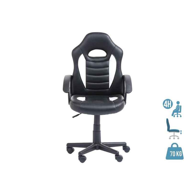3760185029438-Fauteuil gamer ANZIO - accoudoirs fixes - noir et blanc-P_79429826_1-0
