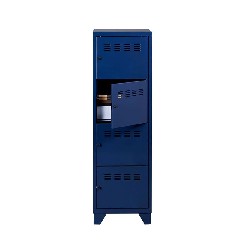 3219090952046-Casier de bureau monobloc métallique avec pieds - 4 portes - H134 x L40 x P40 cm - bleu nu-P_79430377_1-0