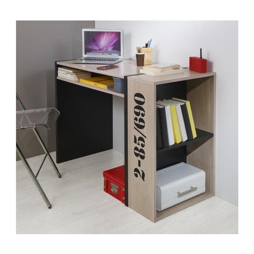 3483600797544-Gautier - Bureau bicolore - Chêne clair et noir-P_79430383_3-2