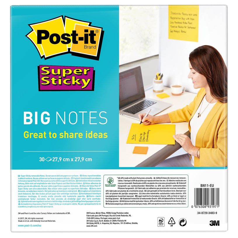 0076308931971-Post-it - Big Notes Super Sticky - jaune - bloc de 30 feuilles-P_79430953_3-0