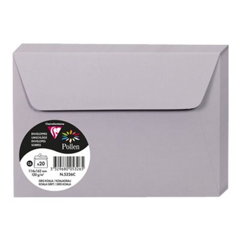 3329680053265-Pollen - 20 Enveloppes - 114 x 162 mm - 120 g/m² - gris-P_79431438_1-2
