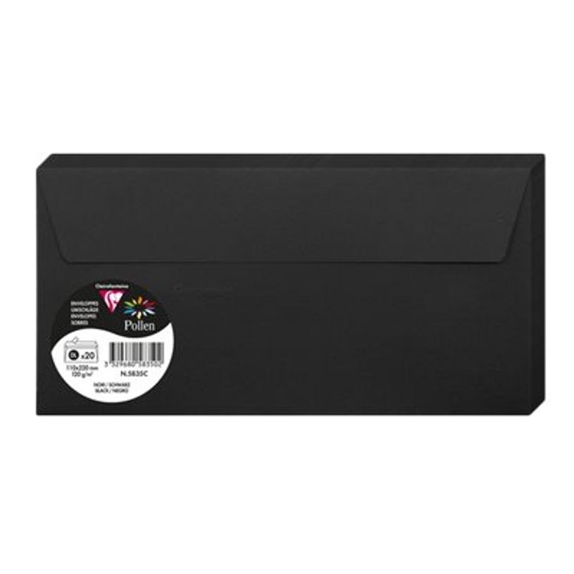 3329680583502-Pollen - 20 Enveloppes - 110 x 220 mm - 120 g/m² - noir-P_79431470_1-0