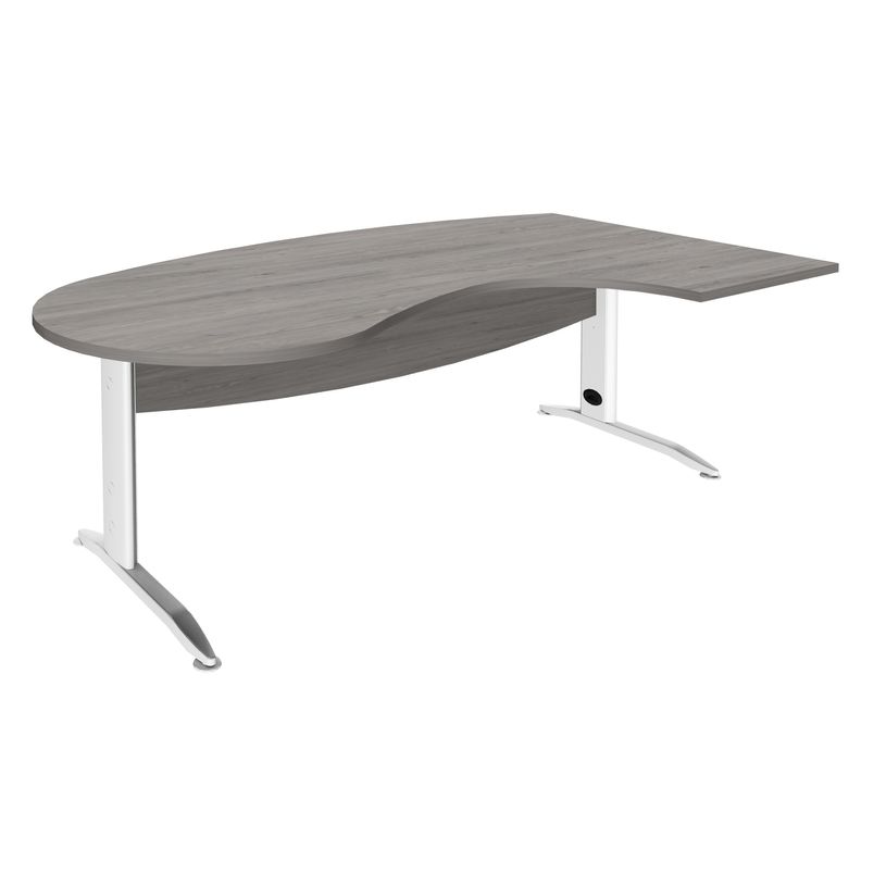 3253310161436-Bureau compact manager retour à droite IDRA - 200 cm - Pied blanc - Chêne gris (Pieds de renfort obligato-P_79432158_1-0