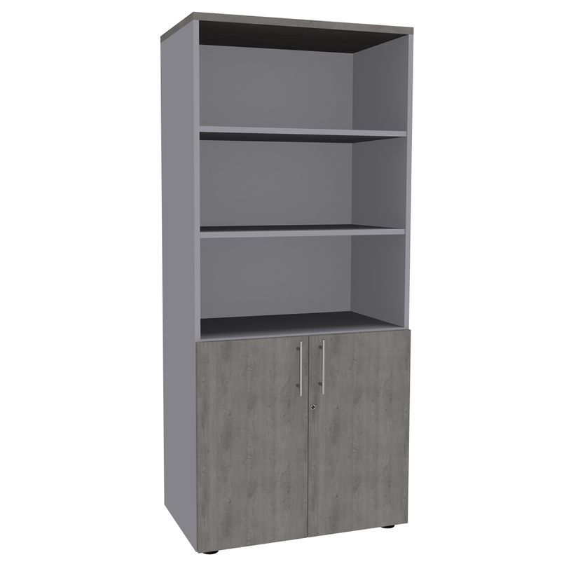 3253310161788-Bibliothèque IDRA/DUAL  avec 2 portes basses - L80 x H180 x P47 - Corps alu - Portes et de-P_79432192_1-0