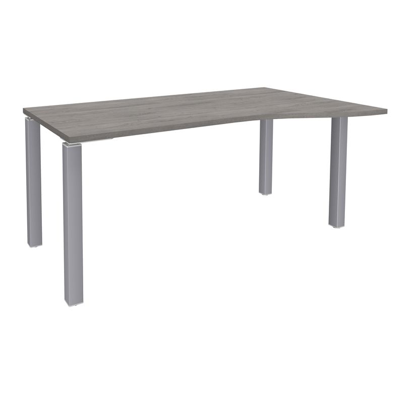 3253310165052-Bureau Vague EXPRIM - L160 cm - Retour droite - Plateau imitation Chêne gris - Pieds alu-P_79432386_1-0