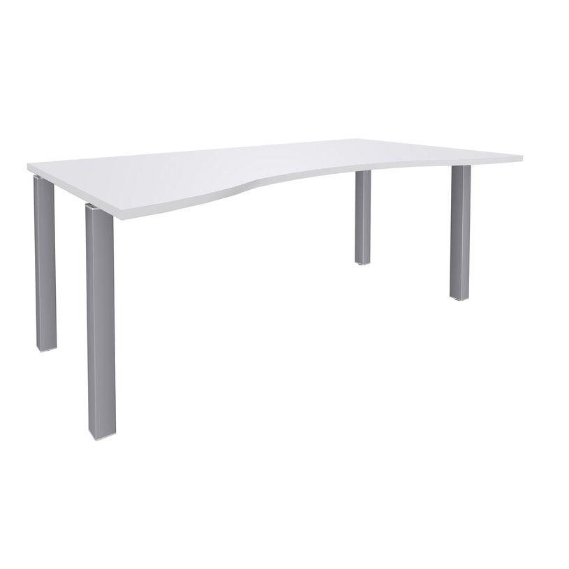 3253310165298-Bureau vague symétrique EXPRIM - L180 cm - Plateau Blanc perle - Pieds alu-P_79432410_1-0