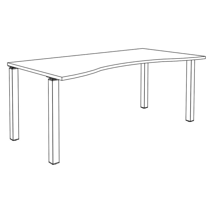 3253310165298-Bureau vague symétrique EXPRIM - L180 cm - Plateau Blanc perle - Pieds alu-P_79432410_5-4