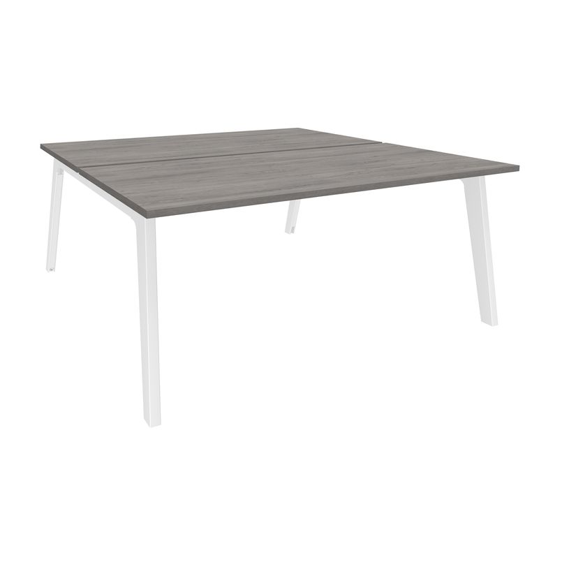 3253310157880-Bureau double STEELY - L180 cm - Double face Depart - Pieds blanc - plateau imitation Chên-P_79432459_1-0