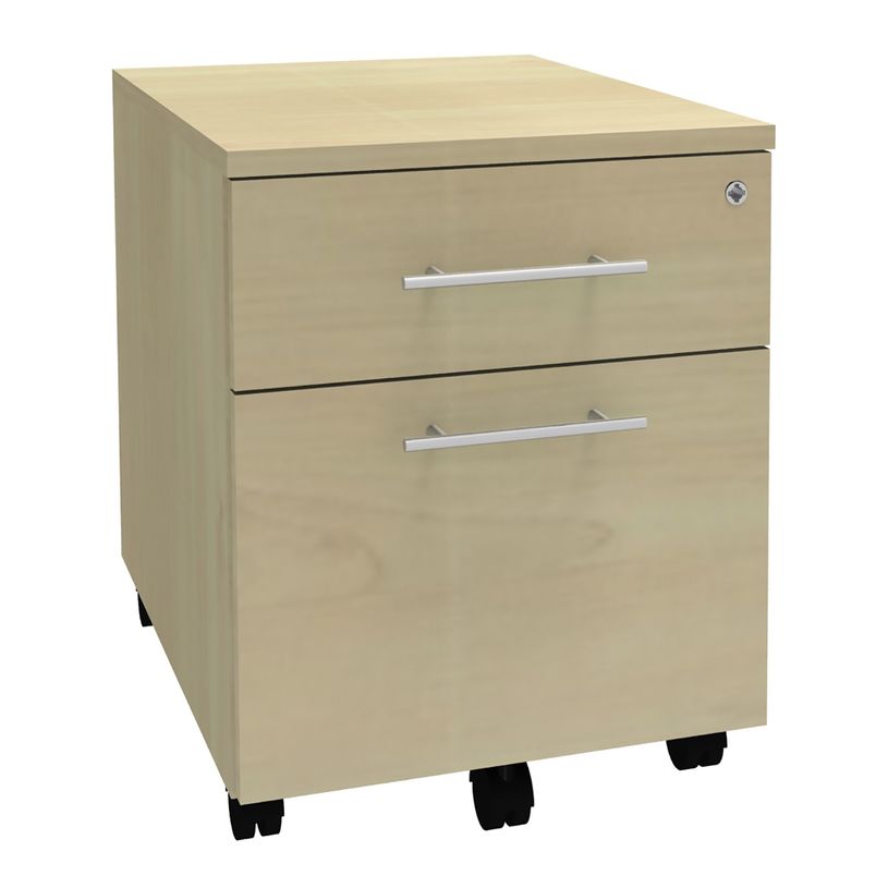 3253310160859-Caisson mobile LEVEL/STEELY/WOODY- L43 x H56 x P60 cm - 2 tiroirs dont 1 DS - Imitation Era-P_79432463_1-0