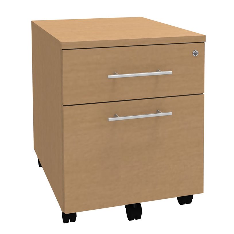 3253310160873-Caisson mobile LEVEL/STEELY/WOODY- L43 x H56 x P60 cm - 2 tiroirs dont 1 DS - Imitation Hê-P_79432465_1-0