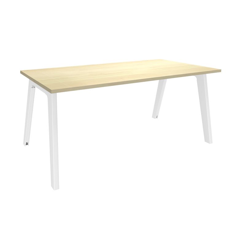 3253310161917-Bureau simple STEELY - L120 cm - Pieds blanc - plateau imitation Erable-P_79432472_1-0