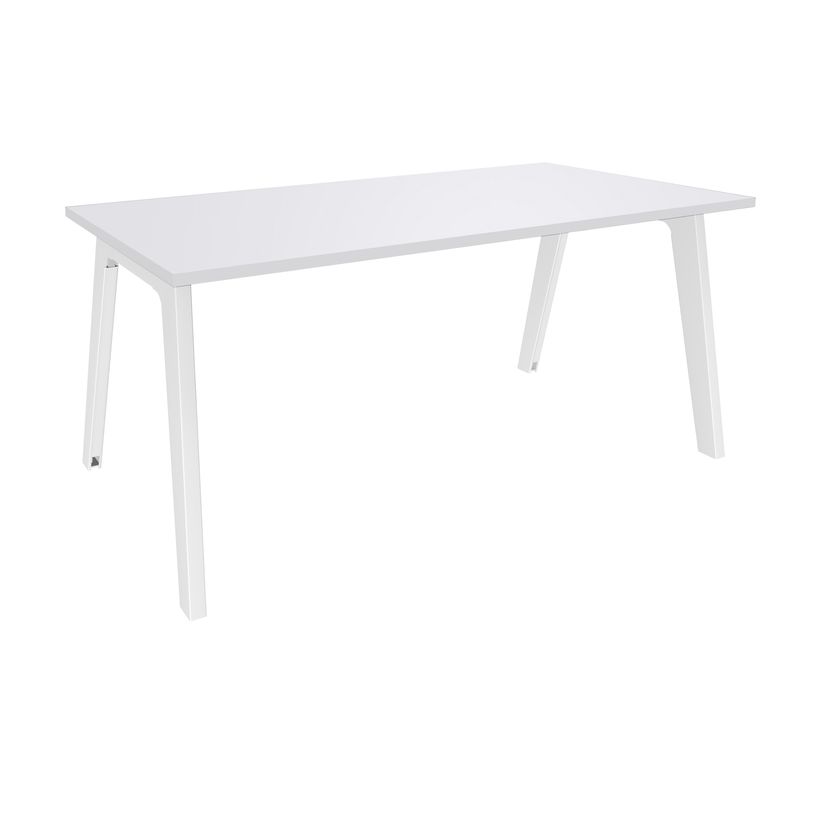 3253310161931-Bureau simple STEELY - L120 cm - Pieds blanc - plateau Blanc Perle-P_79432474_1-0