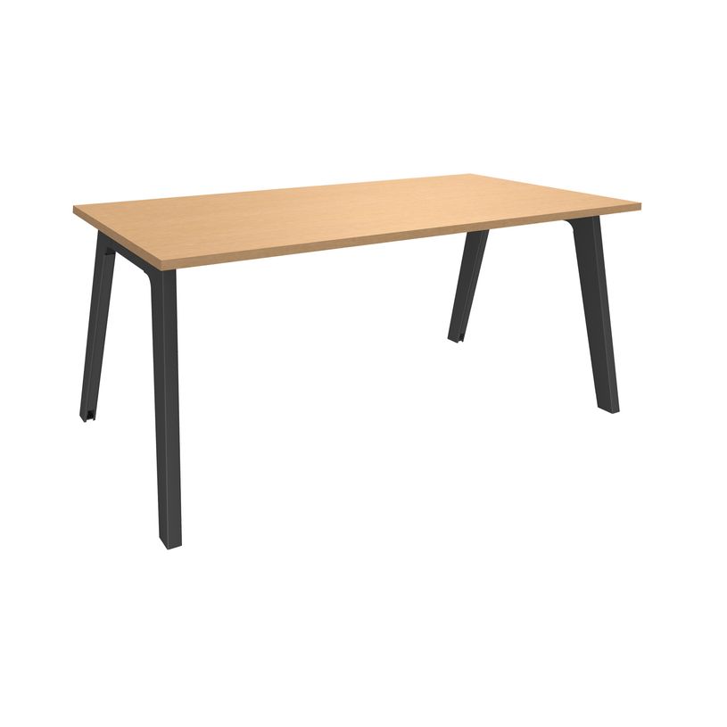3253310162068-Bureau simple STEELY - L160 cm - Pieds carbone - plateau imitation Hêtre-P_79432487_1-0