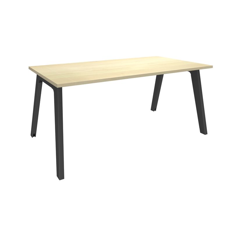 3253310162082-Bureau simple STEELY - L160 cm - Pieds carbone - plateau imitation Erable-P_79432489_1-0