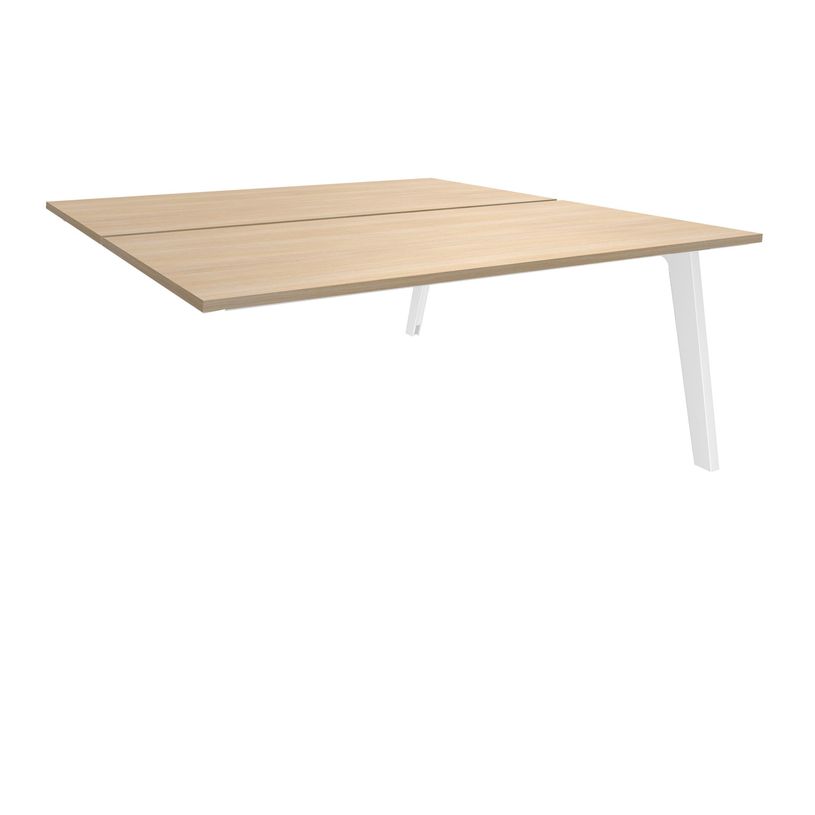 3253310163270-Bureau double STEELY - L180 cm - Double face Suivant - Pieds blanc - plateau imitation Chê-P_79432608_1-0
