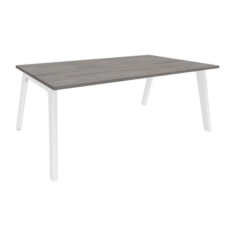 3253310163331-Bureau STEELY Manager - L180 x P100 x H72,5 cm - plateau imitation Chêne gris - Pieds blan-P_79432614_1-0