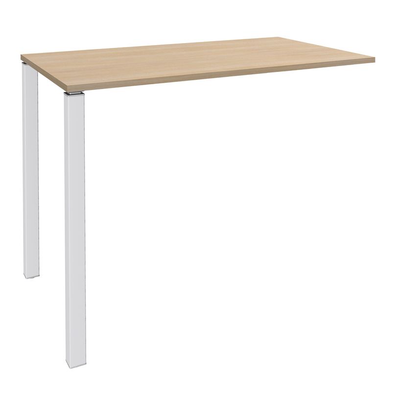 3253310158542-Table Lounge - L120xH105xP60 cm - 2 Pieds blancs - plateau imitation chêne clair-P_79432742_1-0