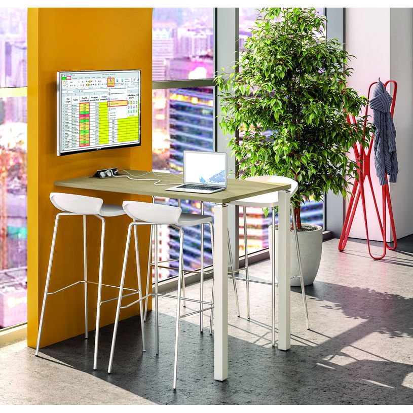 3253310158597-Table Lounge - L140xH105xP60 cm - 2 Pieds alu - plateau imitation chêne clair-P_79432747_2-1