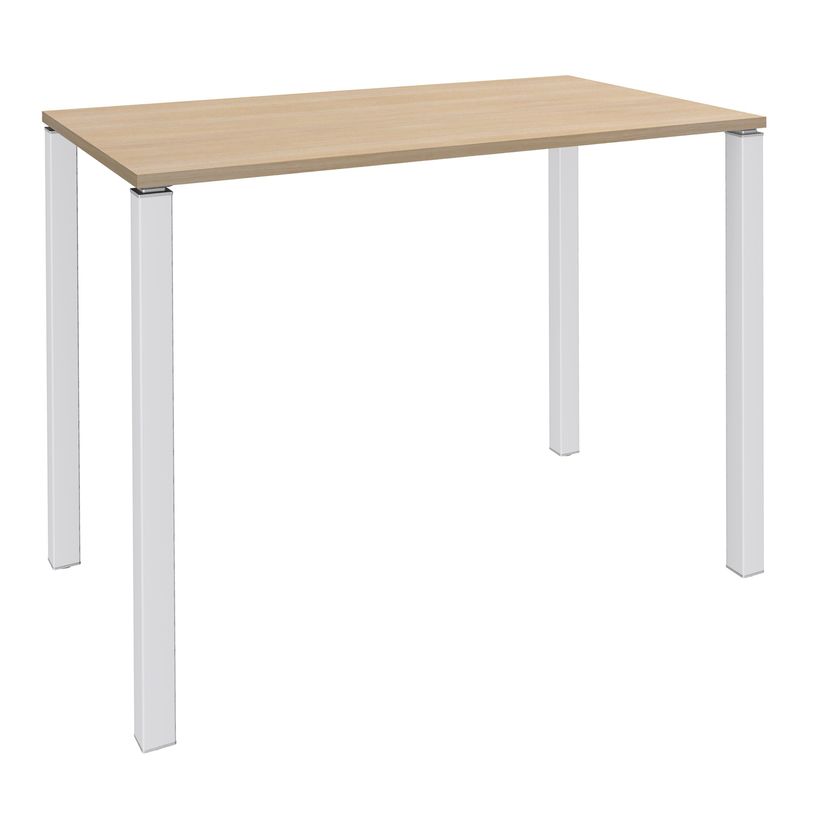 3253310158696-Table Lounge 4 pieds - L120xH105xP80 cm - Pied blanc - plateau imitation chêne clair-P_79432756_1-0