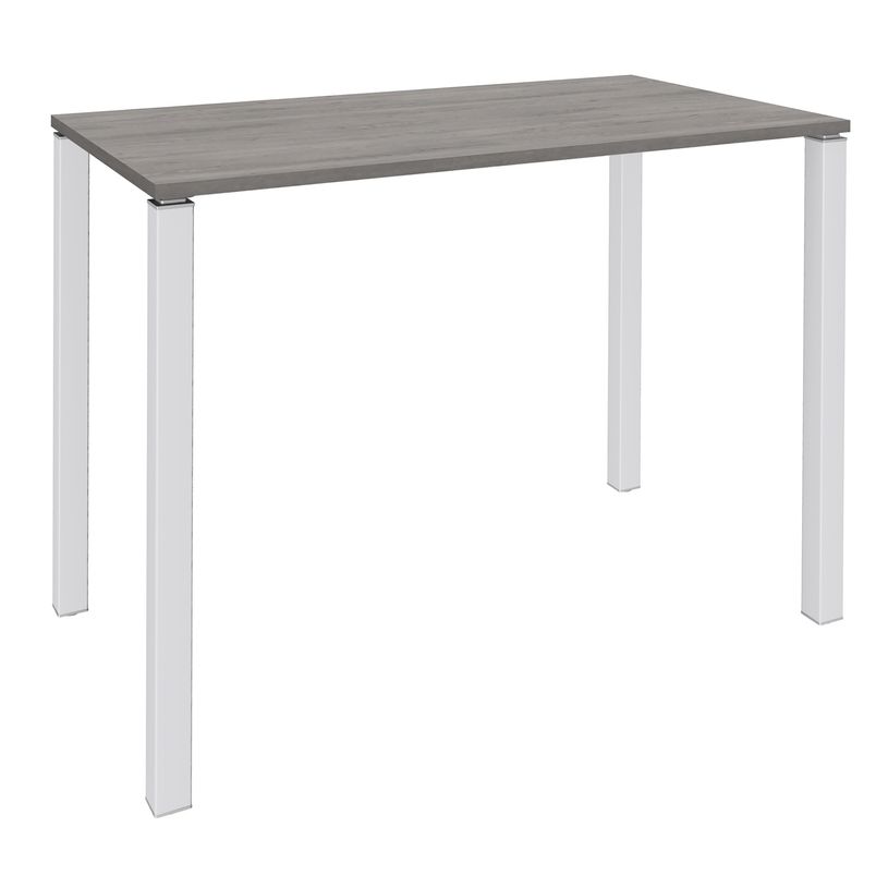 3253310158764-Table Lounge 4 pieds - L140xH105xP80 cm - Pied blanc - plateau imitation chêne gris-P_79432763_1-0