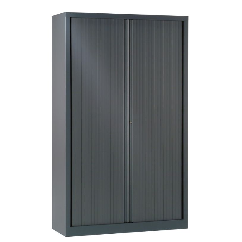 3219096910064-Armoire haute monobloc à rideaux ETIC - 198 x 120 cm - anthracite-P_79433027_1-0