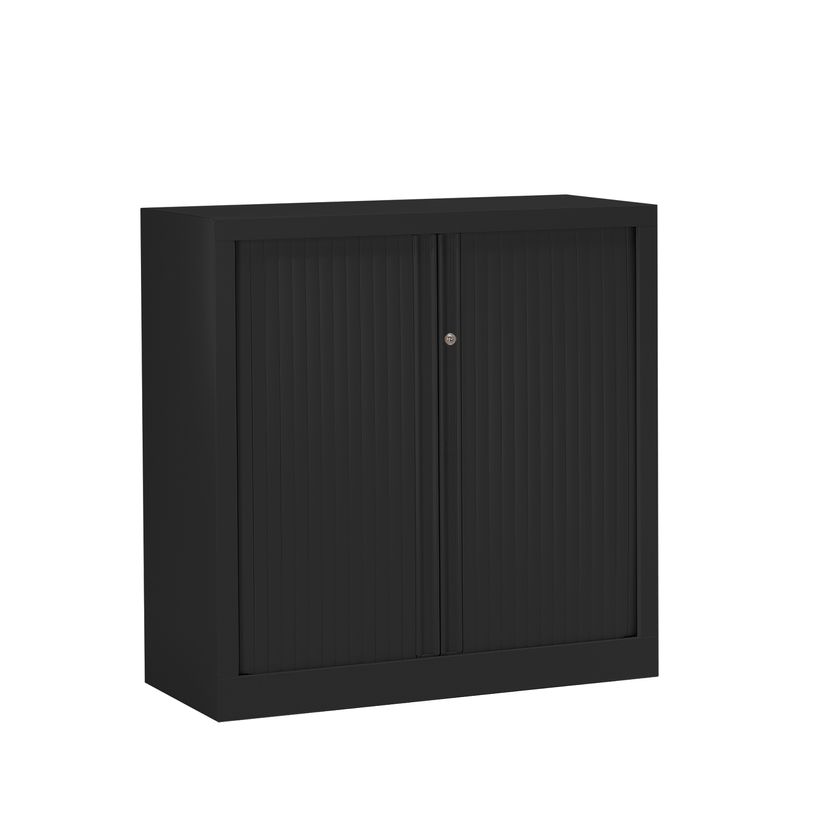 3219096914055-Armoire basse monobloc à rideaux ETIC - 100 x 120 cm - noir-P_79433035_1-0