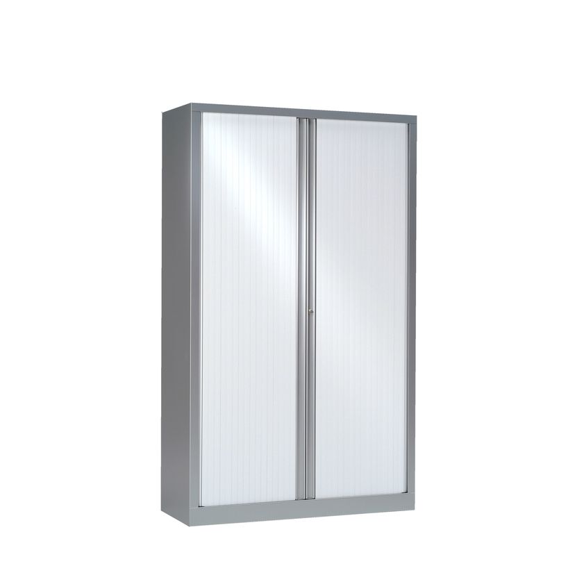 3219096917506-Armoire haute monobloc à rideaux ETIC - 198 x 120 cm - aluminium/blanc-P_79433042_1-0