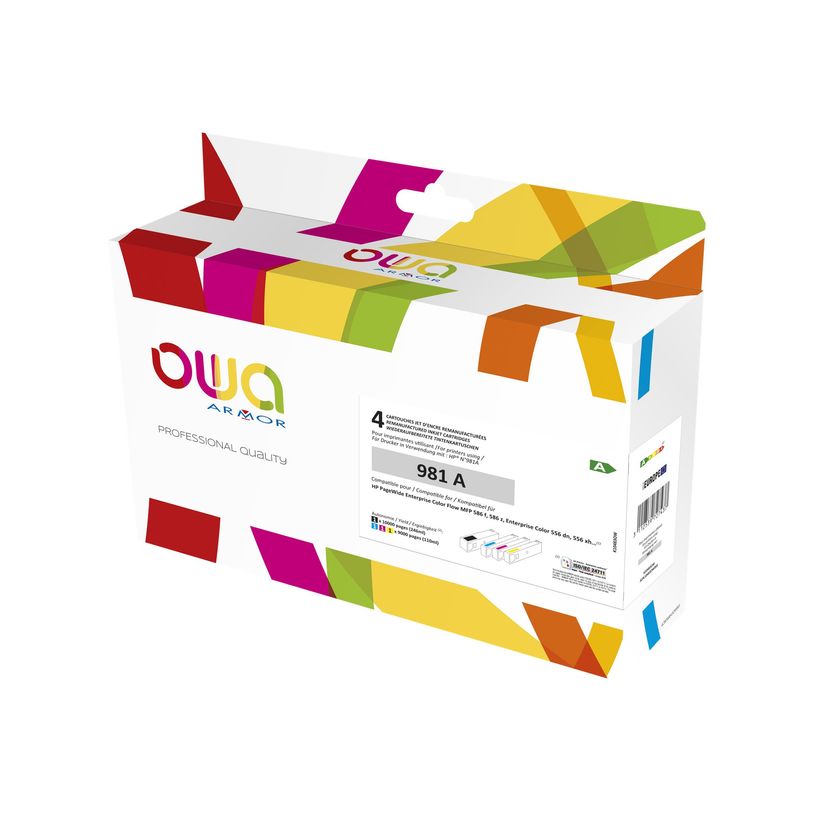 3112539727437-Cartouche compatible HP 981A - pack de 4 - noir, cyan, magenta, jaune - Owa K10483OW -P_79433216_1-0