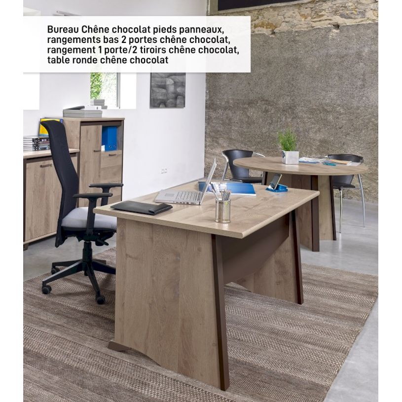 3483600874306-Bureau MAMBO - 140 cm - Pieds panneaux - imitation Chêne Sonoma/noir-P_79433380_4-1