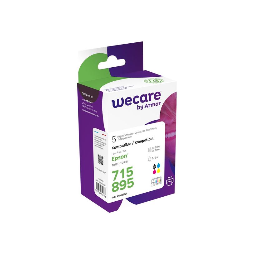 3112539746476-Cartouche compatible Epson T0715/T0895 Guépard/Singe - pack de 5 - noir x2, cyan, magenta,-P_79434191_1-0