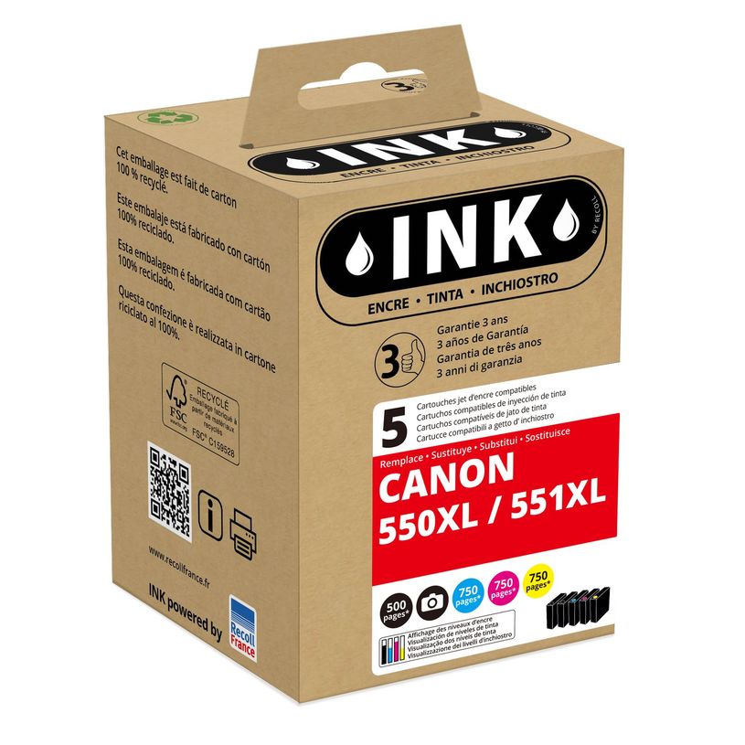 8720282010673-Cartouche compatible Canon CLI-551XL/PGI-550XL - pack de 5 - noir x2, cyan, magenta, jaune -P_79434464_1-0