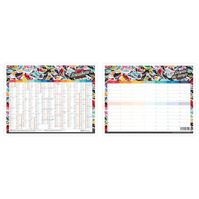 3147280073014-Calendrier Lecas Scolaire - 1 face Calendrier & 1 face Emploi du temps - 27 x 21 cm - diff