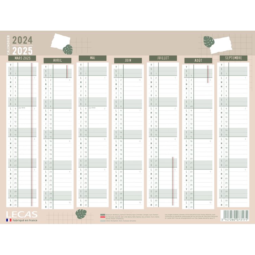 3147280073175-Calendrier Lecas Classique - 1 année sur 2 faces - 42 x 32 cm - disponible dans différent-P_79435644_1-0
