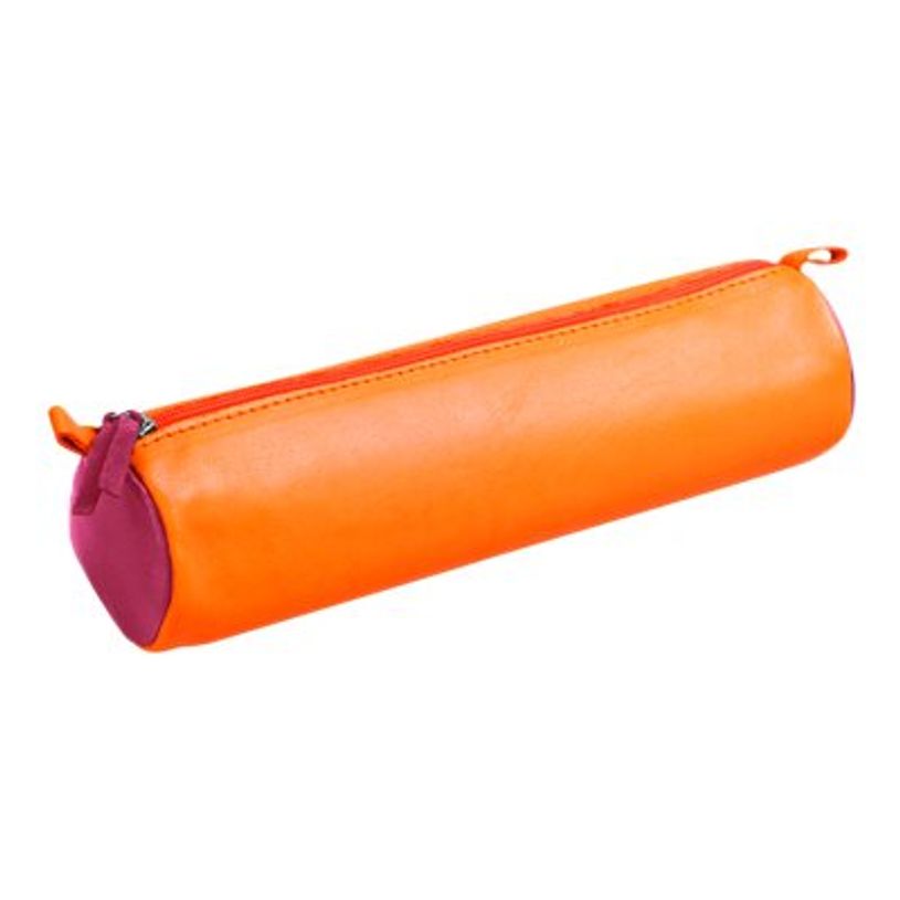 3329680083927-Clairefontaine - Trousse ronde - cuir - bicolore orange/fuchsia-P_79435886_1-0