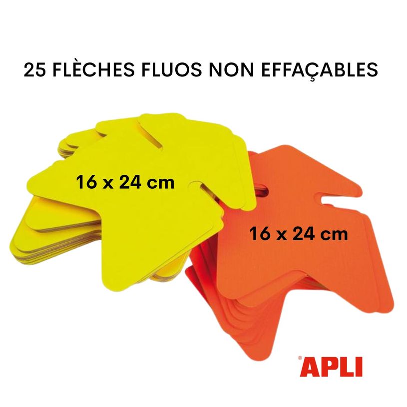3270240229258-Apli Agipa - 25 flèches fluo non effaçables - jaune/orange - 16 x 24 cm--1