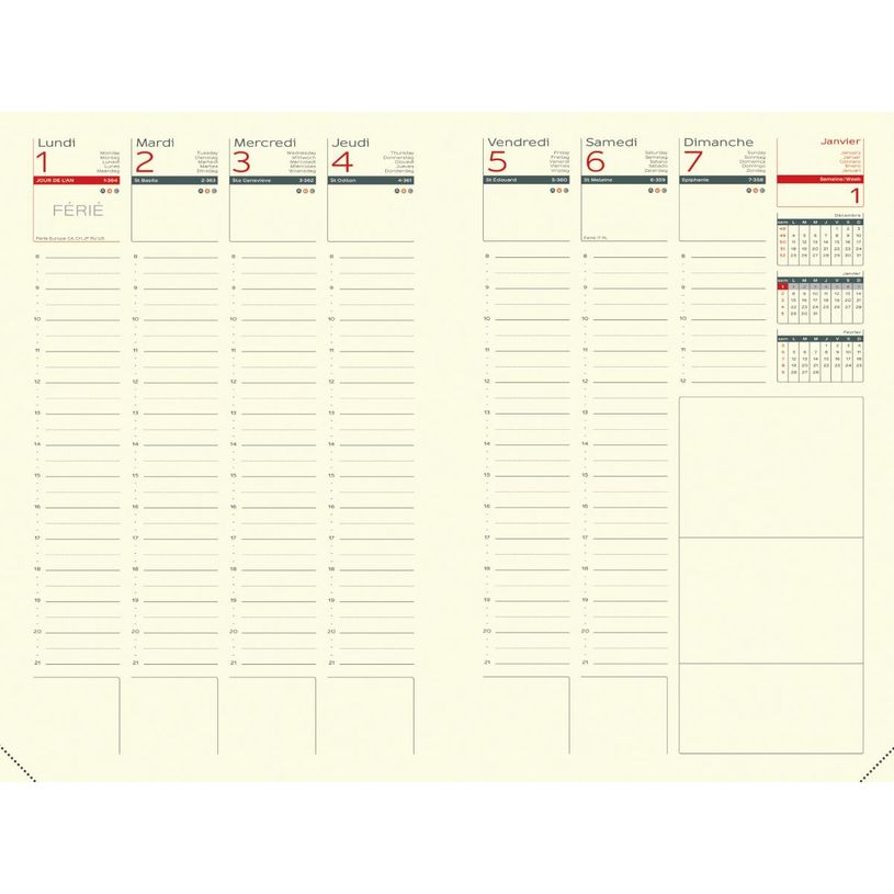 3147281211217-Agenda Lecas Déco - 1 semaine sur 2 pages - 16 x 24 cm - disponible dans différentes couleurs--6