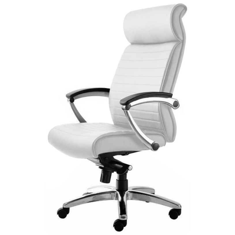 3700339883479-Fauteuil de bureau WILLIAM - accoudoirs articulés - appui-tête intégré - cuir blanc-P_79438591_2-1
