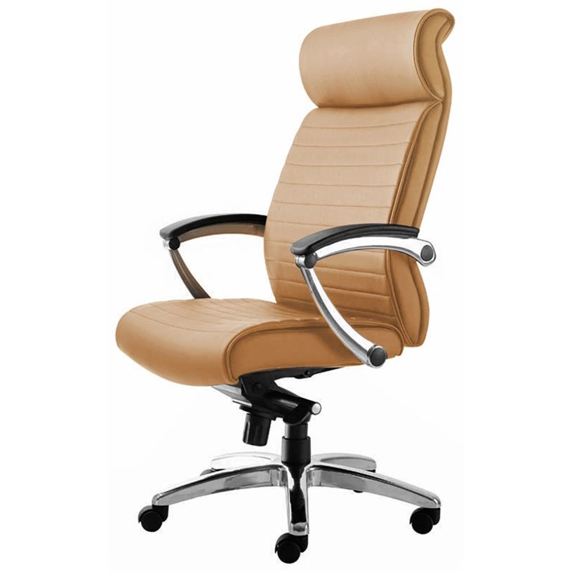 3700339883486-Fauteuil de bureau WILLIAM - accoudoirs articulés - appui-tête intégré - cuir Camel-P_79438592_2-1
