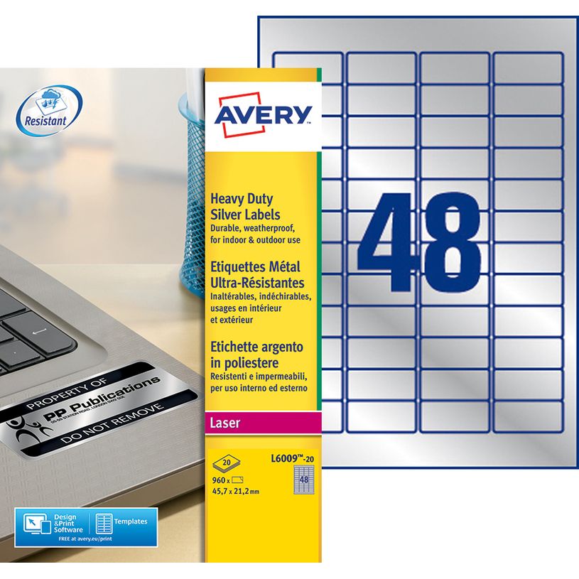 3266550073414-Avery - 960 Étiquettes ultra résistantes métalliques - 45,7 x 21,2 mm - Impression laser-P_79439760_1-0