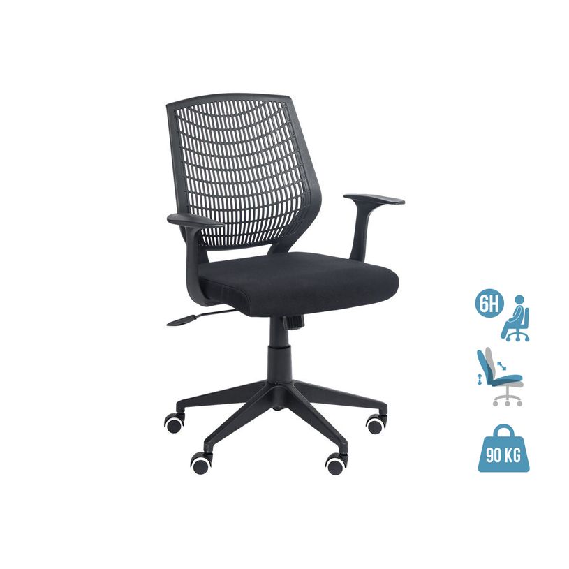 3760185028172-Fauteuil de bureau NEWTON - accoudoirs fixes - housse pour dossier en option - Noir-P_79439762_1-0