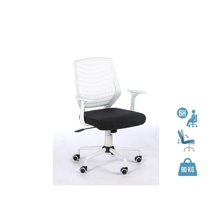 3760185028257-Fauteuil de bureau NEWTON - accoudoirs fixes - housse pour dossier en option - Noir, base b-P_79439764_1-0